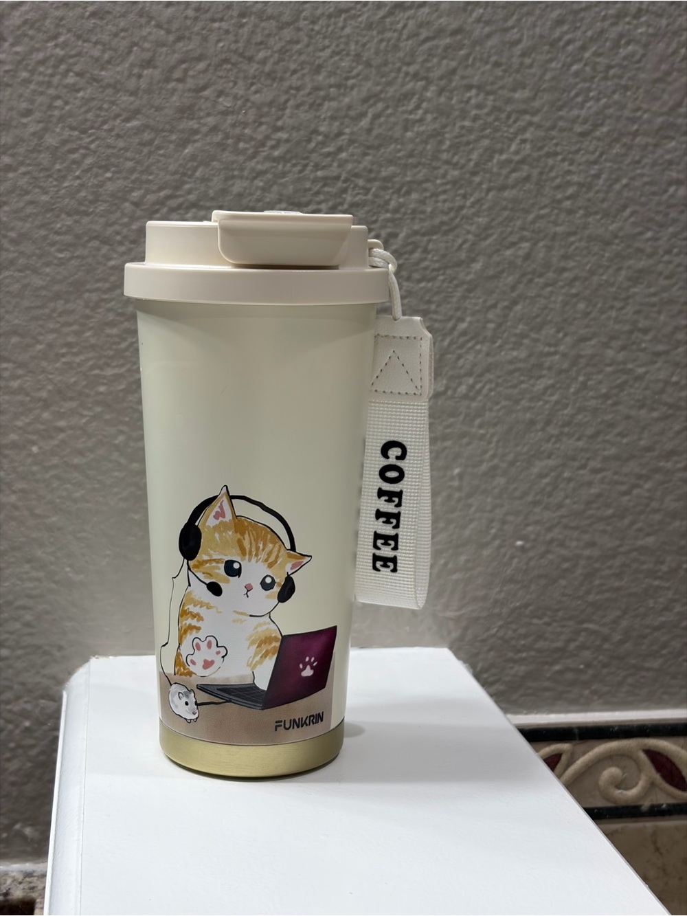 Funkrin 16oz Insulated Coffee Travel Mug – Ceramic Coating, Leakproof Flip Lid